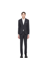 Navy and White Vertical Striped Wool Suit