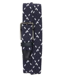Navy and White Woven Canvas Belt
