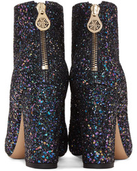 Charlotte Olympia Blue Glittered Alba Ankle Boots