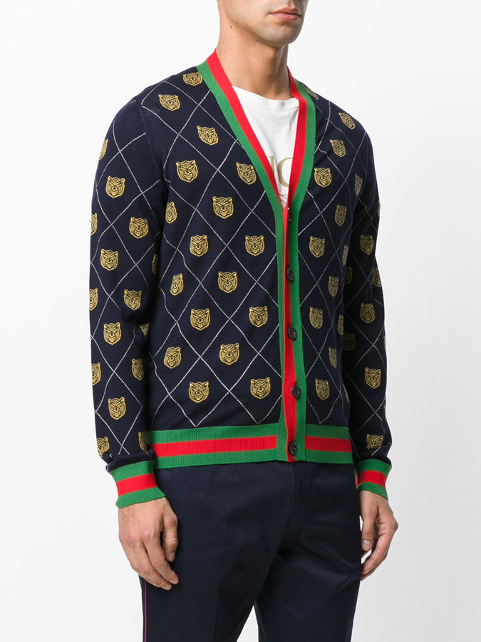 Gucci Tiger Argyle Knit Cardigan, $1,250 | farfetch.com | Lookastic