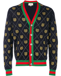 Gucci Tiger Argyle Knit Cardigan