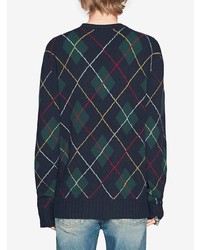 Gucci Argyle Wool Sweater With Appliqus