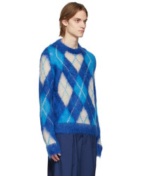 Marni Blue Iconic Mohair Argyle Sweater