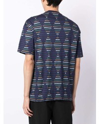 Giorgio Armani Striped Diamond Print T Shirt
