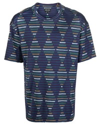 Giorgio Armani Striped Diamond Print T Shirt