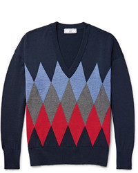 Ami Argyle Knit Wool Sweater