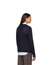 Gucci Blue Wool Interlocking G V Neck Sweater