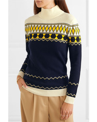 Maison Margiela Intarsia Wool Blend Turtleneck Sweater