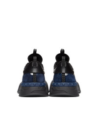 Valentino Garavani Black And Blue Camo Rockrunner Sneakers