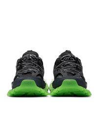 Balenciaga Black And Green Glow Track Sneakers