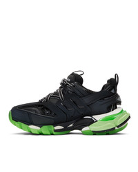 Balenciaga Black And Green Glow Track Sneakers