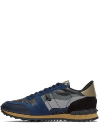 Valentino Garavani Blue Gray Rockrunner Sneakers