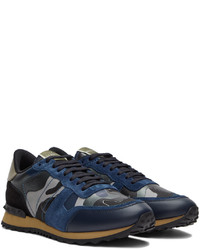 Valentino Garavani Blue Gray Rockrunner Sneakers