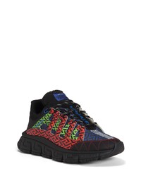 Versace First Line Trigrecca Sneaker In Black Saphire Neon Green At Nordstrom