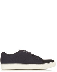 Lanvin Lace Up Low Top Grained Leather Trainers