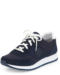 Tory Burch Suede Logo Trainer Tory Navy