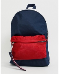 Tommy Jeans Detachable Logo Tassle Backpack With Red Front Pocket In Navy