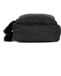 Moncler Georgette Genuine Rabbit Trim Backpack Black