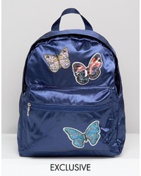 Reclaimed Vintage Satin Backpack With Butterfly Patches