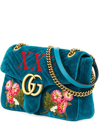 Gucci 110th Anniversary Gg Marmont Small Xxv Velvet Shoulder Bag
