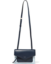 Givenchy Duetto Two Tone Smooth And Textured Leather Shoulder Bag Navy
