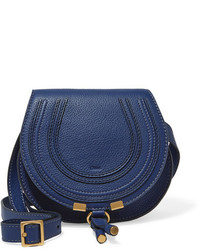 Chloé Marcie Mini Textured Leather Shoulder Bag Navy