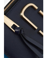 Marc Jacobs Snapshot Color Block Textured Leather Shoulder Bag Navy