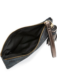Neiman Marcus Wristlettassel Snake Embossed Bag With Gift Box