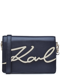 Karl Lagerfeld X Stylebopcom Ksignature Shoulder Bag In Midnight Blue