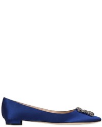 Manolo Blahnik 10mm Hangisi Silk Satin Flats