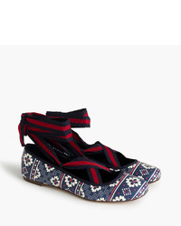 J.Crew Lily Lace Up Ballet Flats