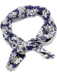 Bold Fashioned Ivory And Navy Blue Floral Print Bandana