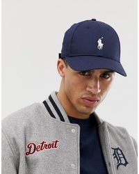 Polo Ralph Lauren Baseball Cap In Textured Fabric With Polo Player In Navy