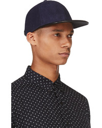 Marc by Marc Jacobs Blue Leather Terrycloth Terrence Baseball Cap