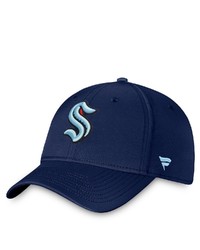 FANATICS Branded Navy Seattle Kraken Core Primary Logo Flex Hat