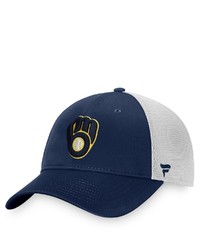 FANATICS Branded Navywhite Milwaukee Brewers Core Trucker Snapback Hat