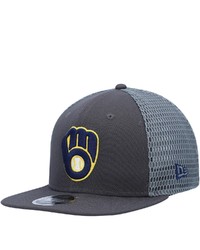 New Era Graphite Milwaukee Brewers Mesh Fresh 9fifty Adjustable Snapback Hat