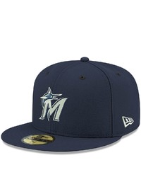 New Era Navy Miami Marlins Logo White 59fifty Fitted Hat At Nordstrom