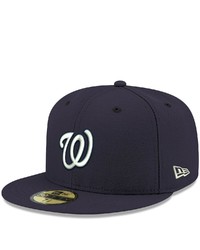New Era Navy Washington Nationals Logo White 59fifty Fitted Hat At Nordstrom