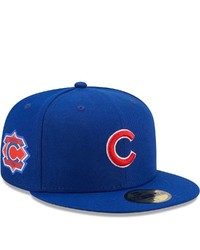 New Era Royal Chicago Cubs Logo Side 59fifty Fitted Hat