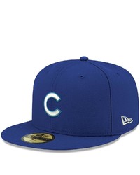 New Era Royal Chicago Cubs Logo White 59fifty Fitted Hat