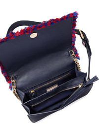 Tory Burch Embroidered Floral Flap Crossbody Bag Naturalredblue