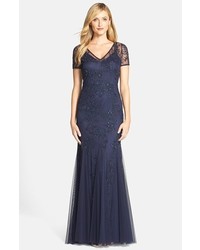 Adrianna Papell Beaded Illusion Gown