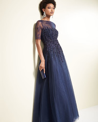 Rickie Freeman For Teri Jon Beaded Lace Tulle Gown