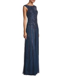 Aidan Mattox Cap Sleeve Beaded Gown