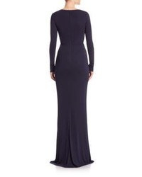 David Meister Cowlneck Long Sleeve Gown