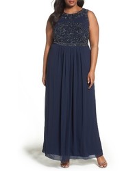Adrianna Papell Plus Size Beaded Chiffon A Line Gown