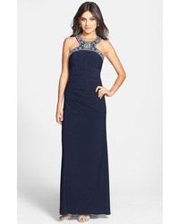 Xscape Evenings Xscape Beaded Jersey Halter Gown