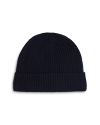 Andrew Stewart Cashmere Ribbed Beanie In 410nvy At Nordstrom