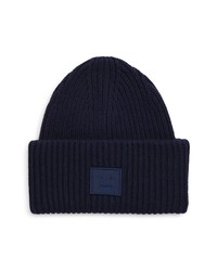 Acne Studios Face Patch Wool Beanie In Navy At Nordstrom